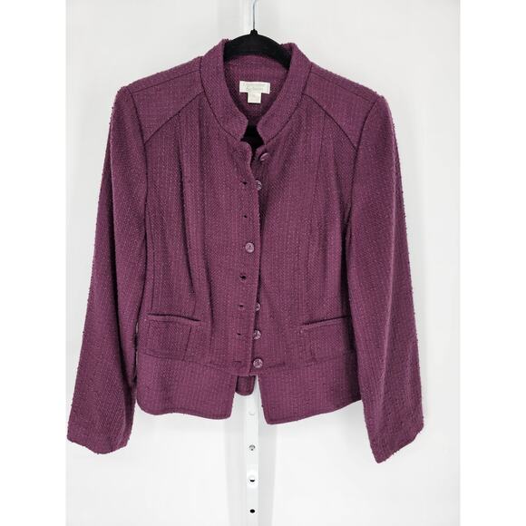 Christopher & Banks Women's Purple Long Sleeve Button Down Casual Jacket Size L - Picture 1 of 5